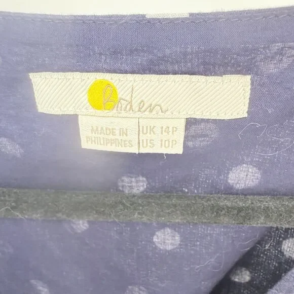 Boden Women's 10P Arwen Midi Button Wrap Linen Cotton Polka Dot Dress Preppy - Picture 3 of 9